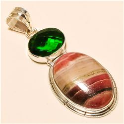 Rhodochrosite/Chrome Pendant Solid Sterling Silver