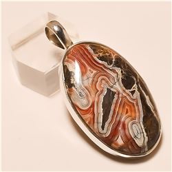 Crazy Lace Agate Pendant Solid Sterling Silver
