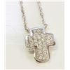 Image 1 : 14K WHITE GOLD CROSS PENDANT WITH CHAIN:2.3G/Diamond:0.18Ct