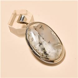 Dendrite Opal Pendant Solid Sterling Silver