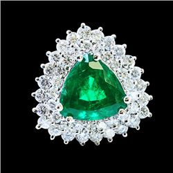 4.84Ct NATURAL COLUMBIAN EMERALD 14K WHITE GOLD NECKLACE