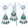 Image 1 : Sterling Silver .925 Emerald Beryl Earring 17.40G