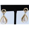 Image 2 : 14K Y/G MABE PEARL AND DIAMOND EARRINGS/4.45 GRAMS/DIAMOND 0.08CT/PEARL 19.00Mm X 12.00Mm  APPROX