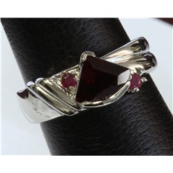 Sterling Silver .925 Garnet W/ Ruby Ring