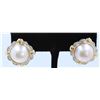 Image 2 : 14K Y/G MABE PEARL AND DIAMOND EARRING/4.3 GRAMS/DIAMOND 0.02CT/PEARL 15.00MM