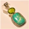 Image 1 : Amazonite/Peridot Quartz Pendant Solid Sterling Silver