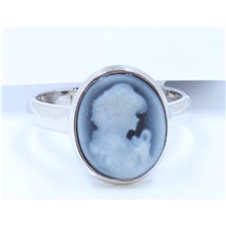 14K WHITE GOLD CAMEO RING