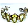 Image 2 : Sterling Silver .925 With Light Green Stone Bracelet 40.04 Gram