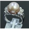 Image 3 : 18K W/G DIAMOND RING WITH PEARL/DIAMOND 0.42CT/PEARL 11.50 Mm/ROUND DIAMOND 0.08CT/MQ-0.05CT