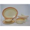Image 1 : CLARICE CLIFF BIZARRE DINNER WARES, two tureens/covers, three oval platters, six twin handled bow...