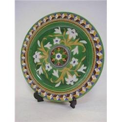 AN ART POTTERY WALL PLAQUE, second half of the 19th Century, tube-lined design, chevron border, f...
