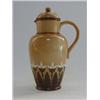 Image 1 : A DOULTON LAMBETH PITCHER, and cover, late 19th Century, salt glazed with sprigged stylized flowe...