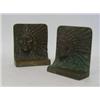 Image 1 : A PAIR OF BRONZE BOOKENDS, modelled as tribal Indian faces, height 14cm, (2)  20-30...