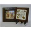 Image 1 : A W.H. GOSS TEAPOT STAND, square with four arms and verse, 14cm x 14cm, period oak frame, and a V...