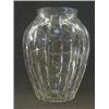 Image 1 : CLYNE FARQUHARSON FOR JOHN WALSH,  a clear baluster vase, ribbed rim, (frits), stylized leaf/stem...