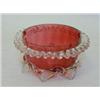 Image 1 : A RUBY GLASS BOWL, clear pincered rim and foot, diameter 14cm  20-30...