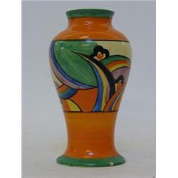 A CLARICE CLIFF FANTASQUE MEIPING VASE, 'comets' pattern, painted in colours between orange and g...