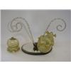 Image 1 : EPERGNE COMPONENTS, Victorian, circular mirrored base, three clear branches (1 s.d.) and three va...