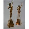 Image 1 : A PAIR OF BRONZE FEMALE FIGURES, second half of the 20th Century, in the Art Deco style, height 3...
