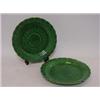 Image 1 : A PAIR OF WEDGWOOD DESSERT PLATES, 19th Century, moulded sunflower design, green majolica glazes,...