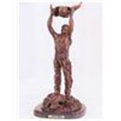 Frederick Remington "Calling the Buffalo" Pure Bronze Sculpture Handmade in the USA 17"x8"x8"