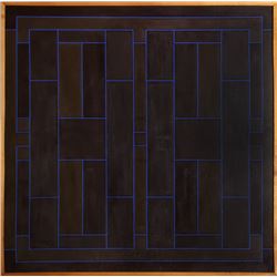 Peter Stroud, Blue on Brown Overlap, Acrylic Painting