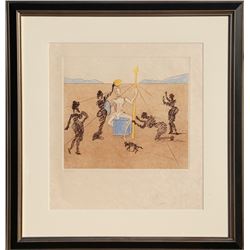 Salvador Dali, The Golden Helmet of Mandrino, Don Quichote de la Mancha, Etching