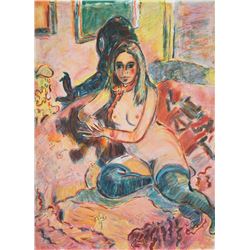 Wayne Ensrud, Cheryl with Green Stockings, Lithograph