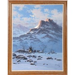 Jorge Braun Tarallo, Native American Family in Winter, Oil Painting
