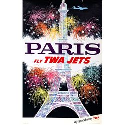 David Klein, France Paris - Fly TWA Jets, Travel Poster