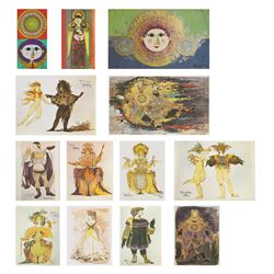 Bjorn Wiinblad, Mixed Lot of 13 Costume Design Offset Prints