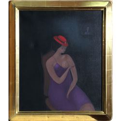 Branko Bahunek, Red Hat, Oil Painting