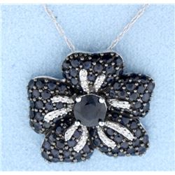 Sapphire and Diamond pendant with chain