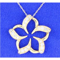 Diamond pinwheel flower pendant