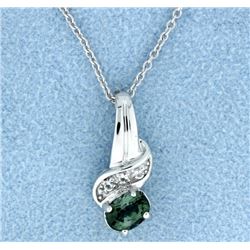 Tourmaline & Diamond pendant with chain