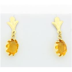 Brushed Gold earrings with Citrine