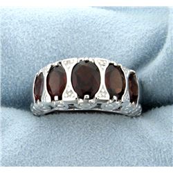 Genuine Garnet Statement Ring in Rhodium over Sterling Silver