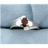 Image 1 : Garnet and Diamond Ring in Platinum over Sterling Silver