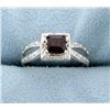 Image 1 : Garnet and Diamond Ring in Platinum over Sterling Silver