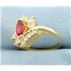 Image 2 : Ruby & Diamond 14k Yellow gold Ring