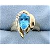 Image 1 : Swiss Blue Topaz & Diamond 14k Ring.