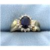Sapphire & Diamond 10k Yellow Gold Diamond Ring
