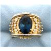 Designer "Dallas Prince" 14k Ring with London Blue Topaz & Diamond Rose Gold and White Gold Accent