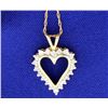 Diamond Heart with 21 Brilliant Cut Diamonds in a 10K Yellow Gold Pendant