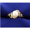 Image 1 : 10K Pearl & Diamond Ring