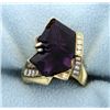 Image 1 : 18K Modern Amethyst and Diamond Ring