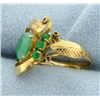 Image 2 : Vintage Jade and Emerald 18K Ring