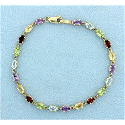 Multi Color Gemstone Line Bracelet