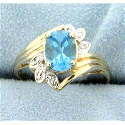 Blue Topaz & Diamond Ring