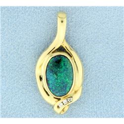 Black Opal and Diamond Pendant